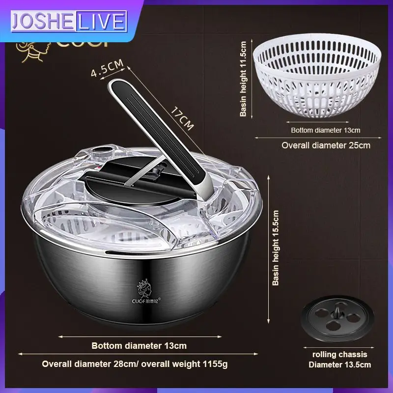 

Rotator Salad Spinner Dehydrator Stainless Steel Salad Spinner Vegetable Fruit Dryer Kitchen Accessories Kitchen Tool Creative