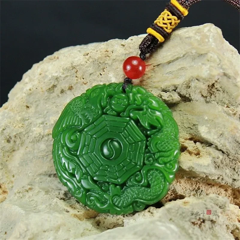 Натуральная ручная резная подвеска Багуа из нефрита модные ювелирные изделия