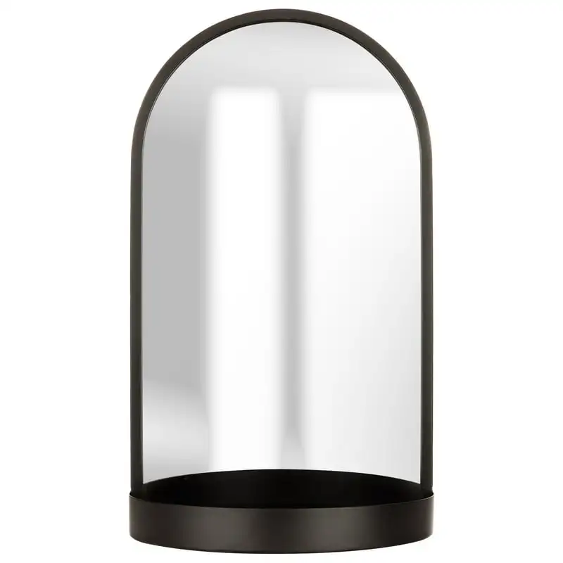 

Metal Arch Mirror with Shelf, Black