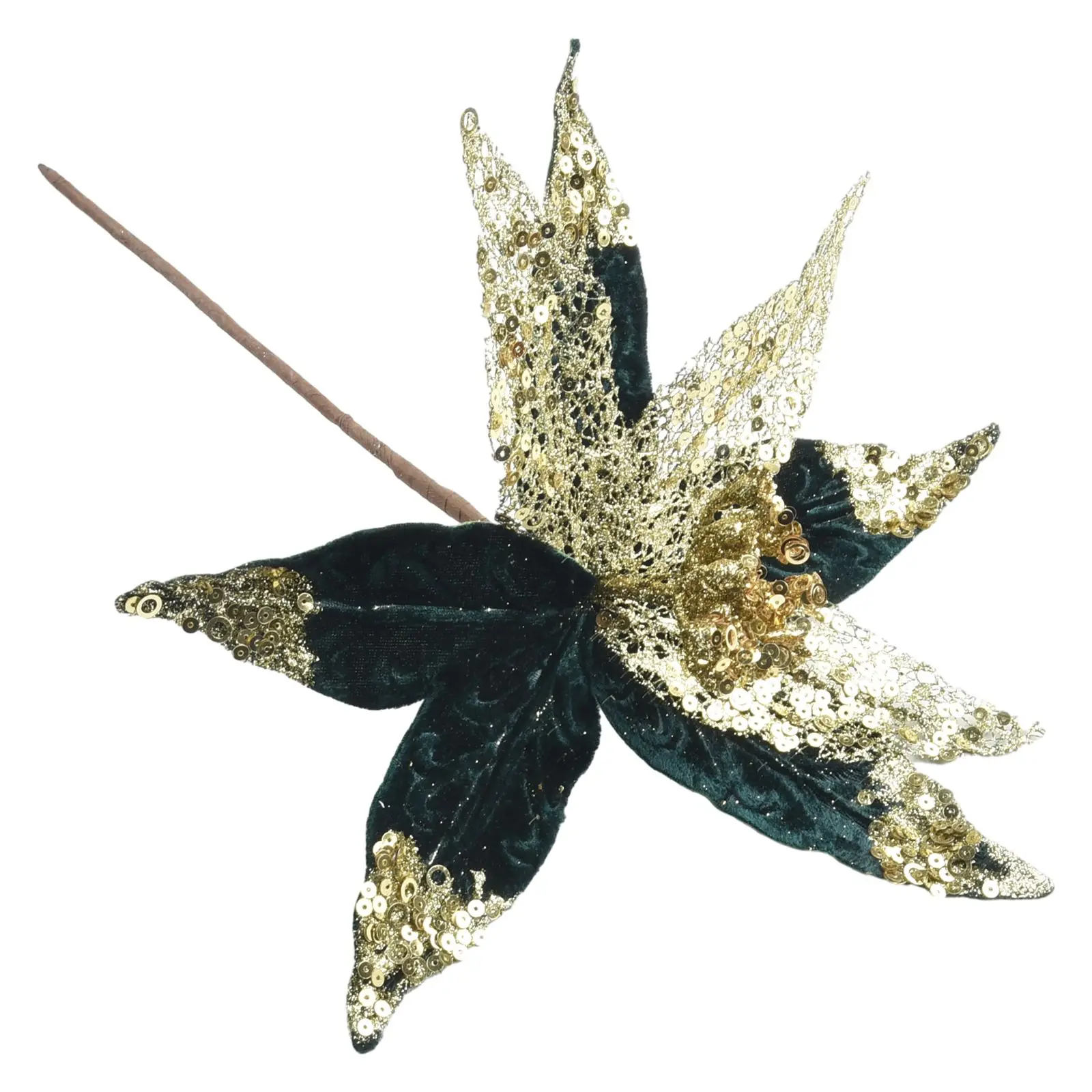 Блестящий рождественский цветок дерево пуансеттии атмосфера ткань + пластиковое