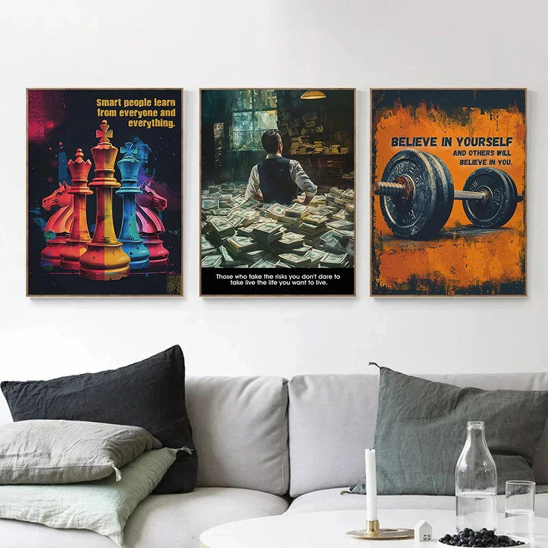 Современные мотивационные цитаты художественный постер успех деньги картины на