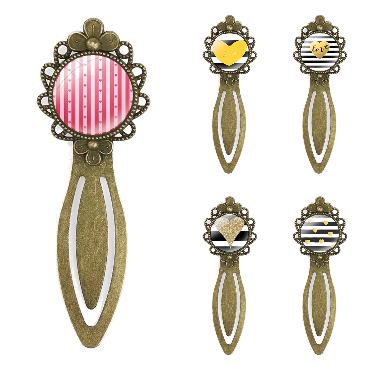 

Striped Heart Love Cartoon Creative Fashion Design Creative Metal Bookmarks Gift For Friends Stationery School Office Supply