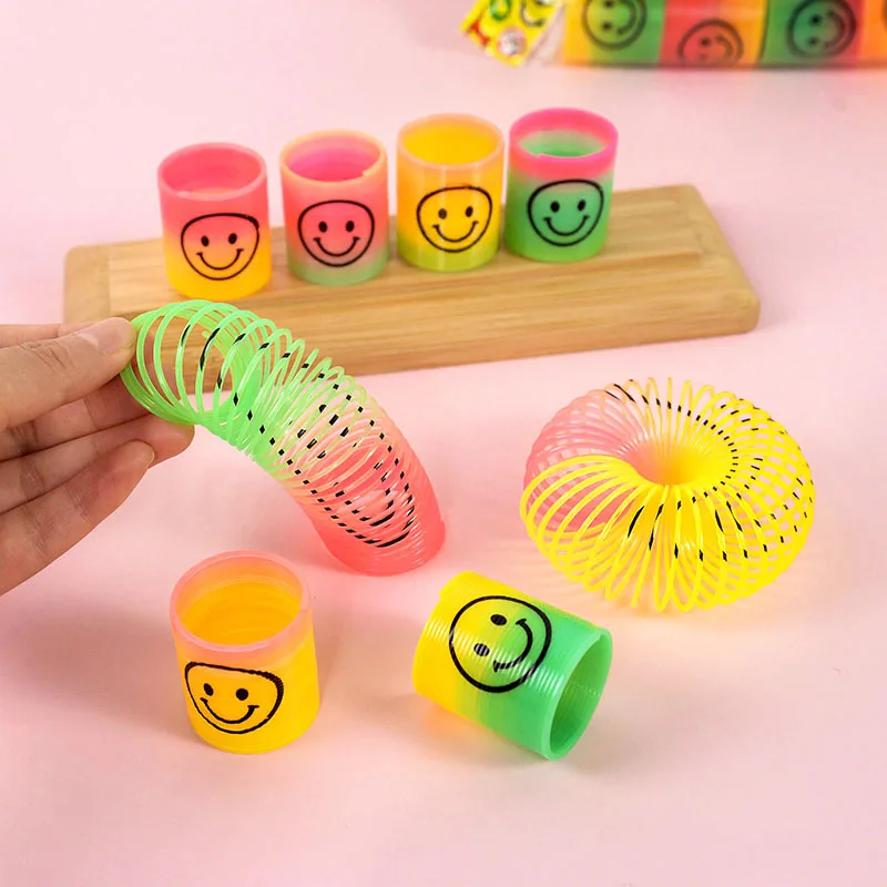 

12Pcs Rainbow Circle Funny Magic Toys Early Development Educational Folding Plastic Spring Coil Children's Creative Magical Toy