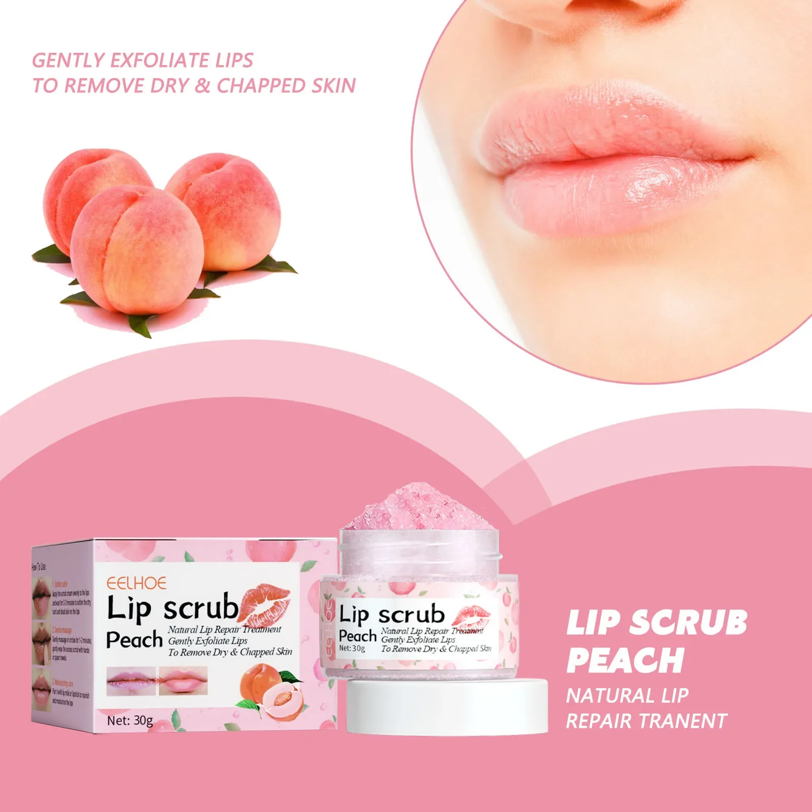 

30g Peach Lip Scrub Smooth Lip Balm Moisturizing Keratin Cream Exfoliating Anti-Aging Anti-Wrinkle Lip Care