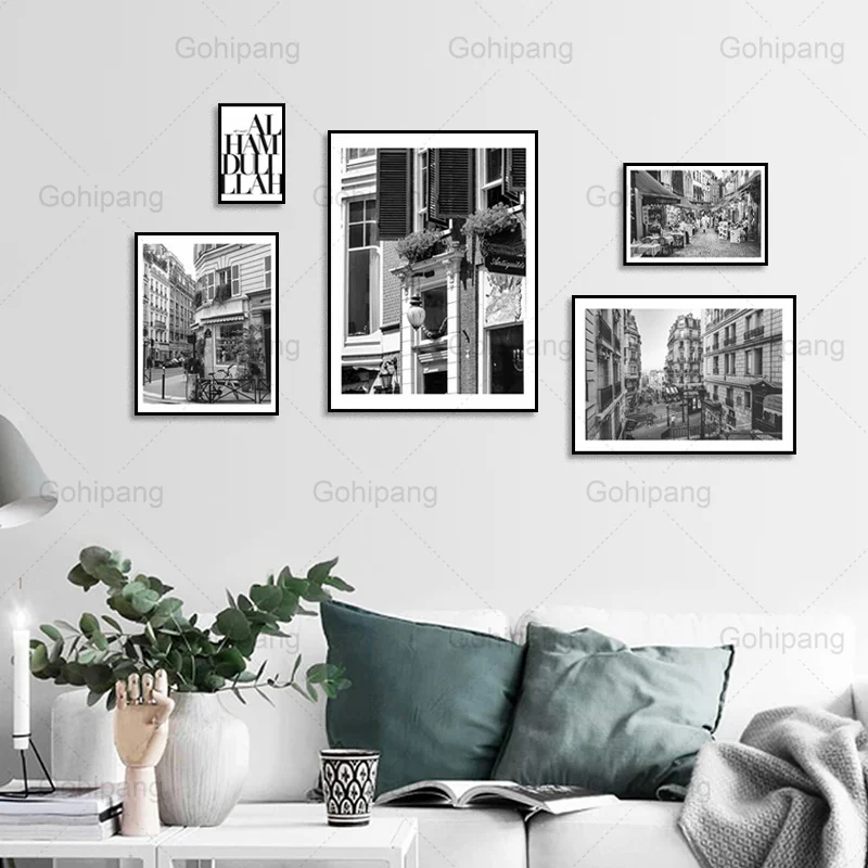 

Black and White Modern City Scenery Street Canvas Painting Home Wall Art Poster and Prints Living Room Decoration Wall Picture