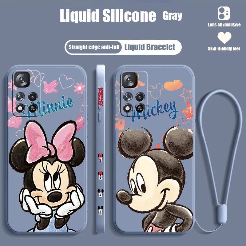 

Minnie Mickey Disney For Redmi Note 12 11T 11S 11E 10S 10T 10 9S 9T 8 Pro Plus Lite Max Liquid Left Rope Phone Case