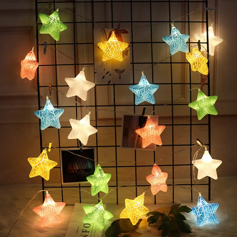

40led/20led/10leds Star Led String Lights Fariy Garland Christmas Tree Decorations for Home Room New Year Holiday Decor Battery