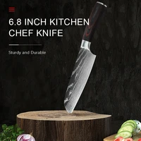 7 inch santoku knife laser damascus pattern sharp blade wood handle cooking tool 50 hcr hardness professional kitchen tools