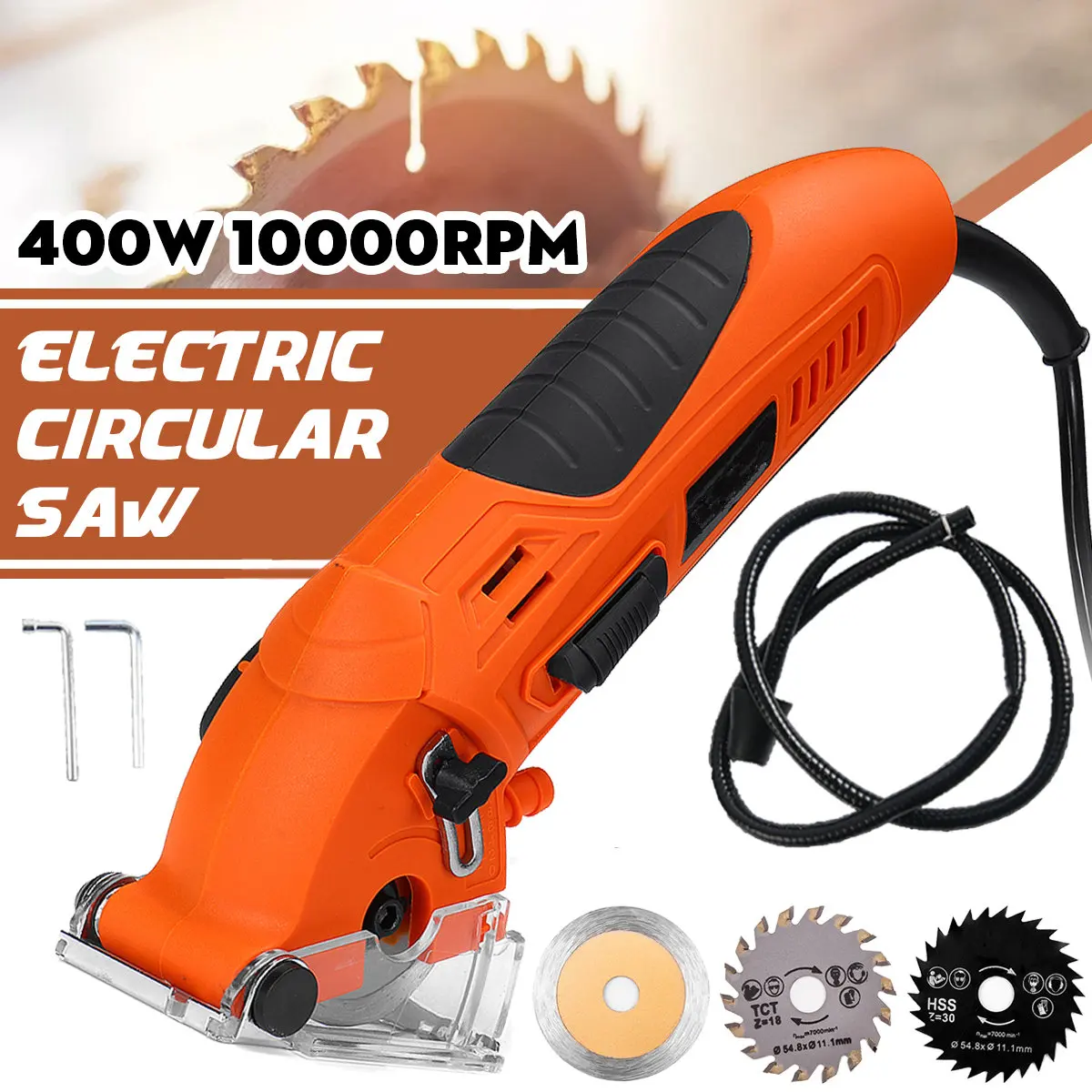 

10000RPM 400W Mini Circular Saw With 3pc Blades Metal Ceramics Wood Cutting DIY Woodworking Power Tool EU Plug 220V Electric Saw
