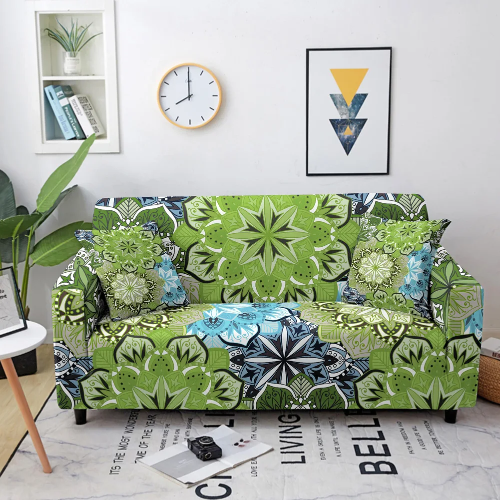 

Mandala Sofa Cover Bohemian Elastic Slipcover For Living Room L -Shaped Corner Couch Cover Armchair Protector 1/2/3/4 Sea