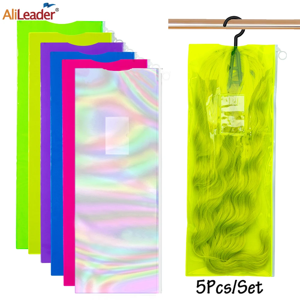 

Alileader Wig Bags Storage With Hanger 5 Pack Wig Storage Bags For Multiple Wigs Bags For Hair Extension/Ponytail/Hairpieces