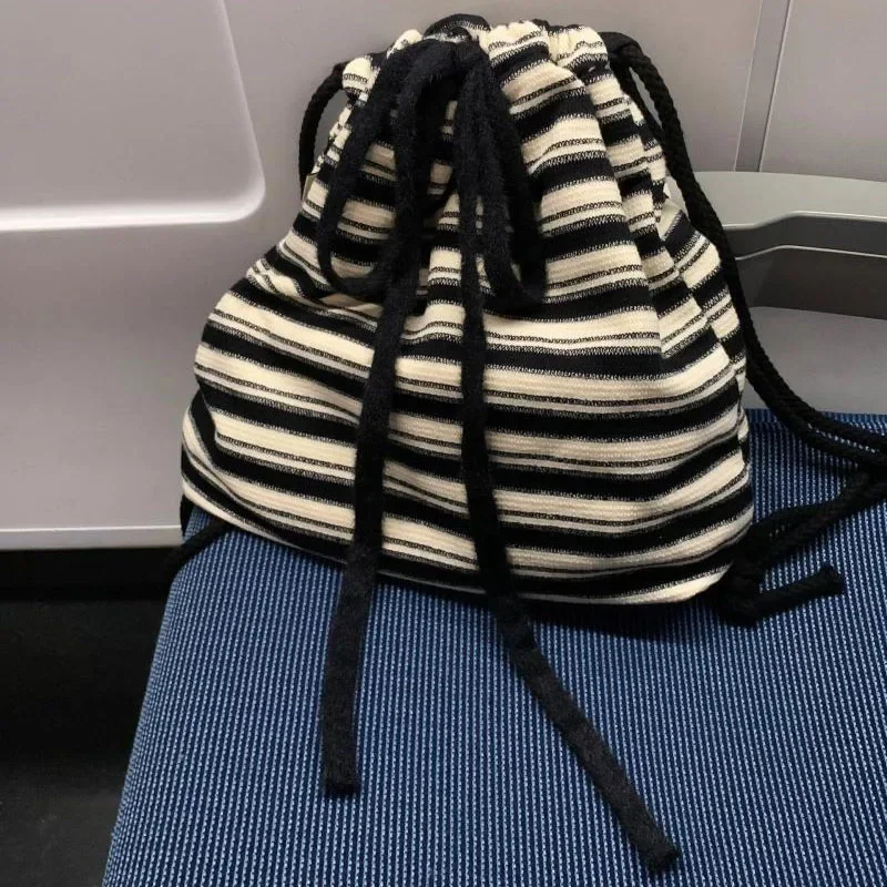 Полосатые рюкзаки для женщин школьные сумки на плечо 2024 модный женский