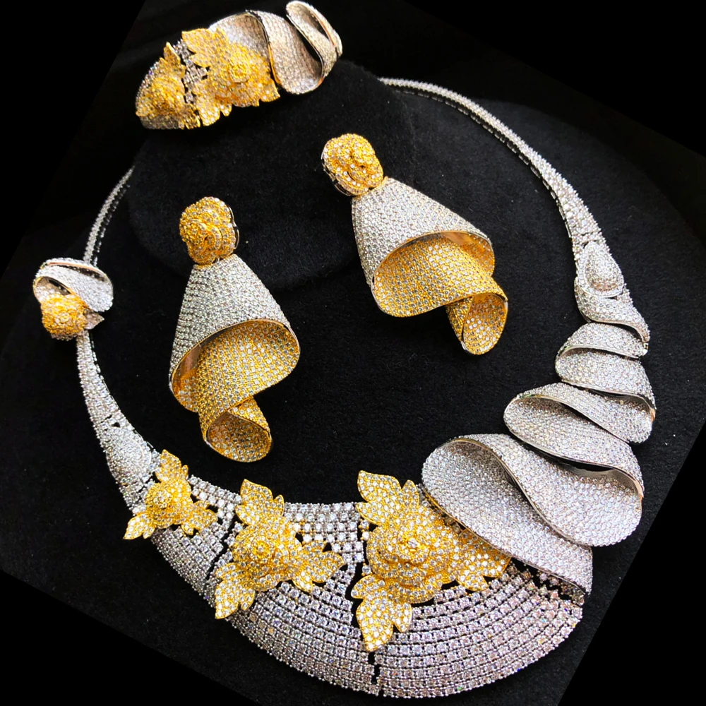 KellyBola Свадебные Элегантные 4 шт. большое ожерелье браслет серьги кольцо Ювелирные