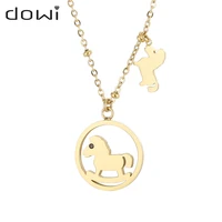 round pendant necklace for women clear cute horse girl necklaces cute romantic animal neck jewelry accessories drop shipping