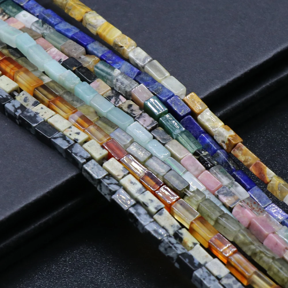 

Natural Stone Rectangular Beads Amazonite Rose Quartz Agate Turquoise Beaded Jewelry Making DIY Bracelets Accessories 2x3mm