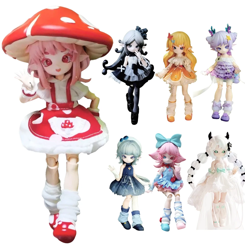 Фото Оригинальная коллекционная кукла-фигурка BJD 1/12 в коробке-сюрпризе, с подвижными суставами, в виде гриба, аниме-персонаж, игрушка-украшение, подарок для мальчиков и девочек, в наличии №1