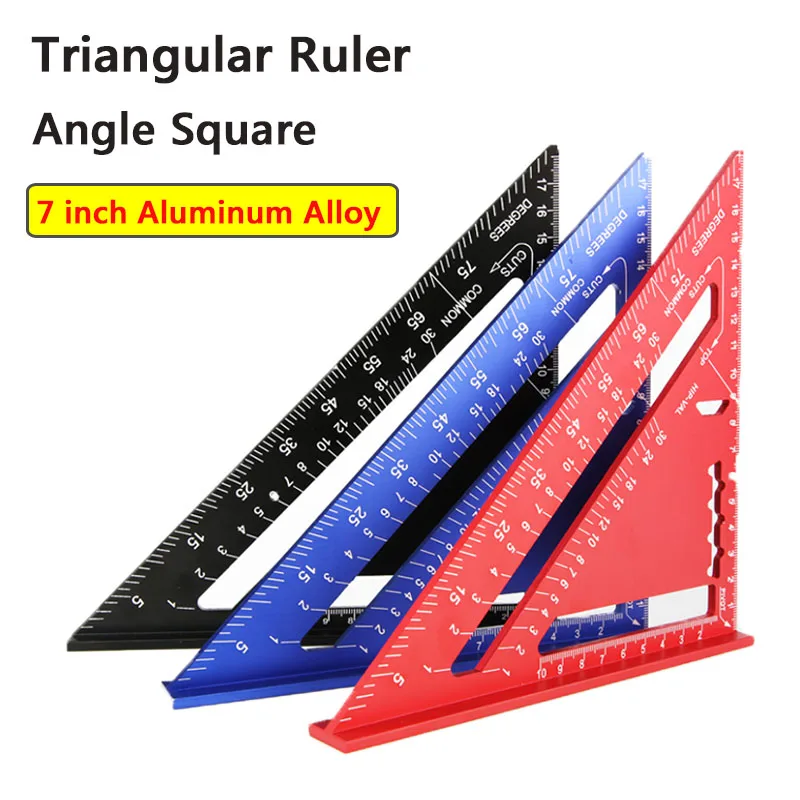 

7/12inch Speed Square Metric Aluminum Alloy Triangle Ruler Squares for Measuring Tool Metric Angle Protractor Woodworking Tools