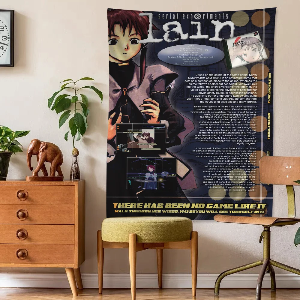 Japan Anime Lain Colorful Tapestry Wall Hanging Hippie Flower Carpets Dorm Decor Art