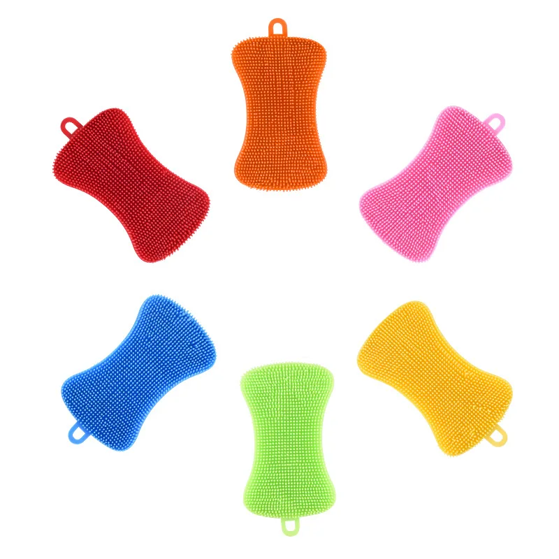 

1PC Kitchen Silicone Cleaning Brush Washing Cleaning Brushes Pot Pan Sponge Scrubber Fruit Vegetable Dish Silicone Dishwashing B