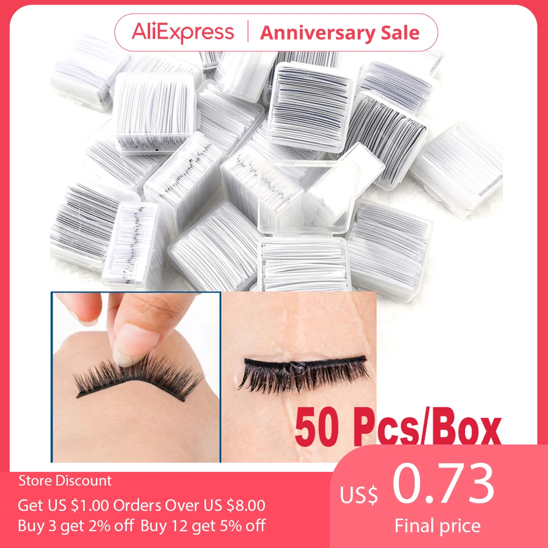 

50pcs/Box Reusable Lash Glue Self-Sticker Lash Adhesive Tape Glue-Free Eyelash Glue Strip Makeup Tool Lash Extension Supplies