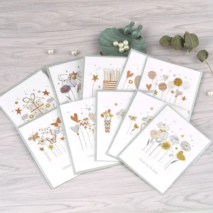 

5pcs flower gift greeting cards birthday kids good luck thank you cards