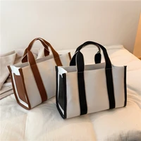 simple striped canvas ol shoulder bag large capacity hit color tote designer ladies casual shopper handbag female crossbody bag