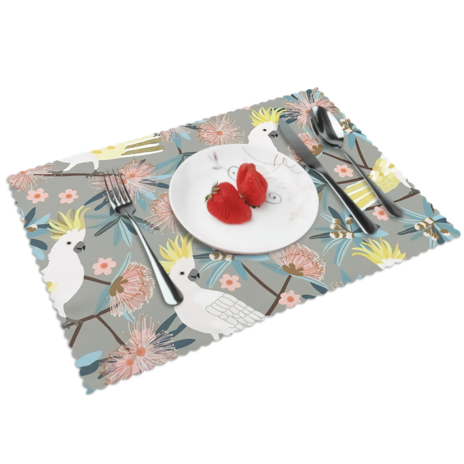 

Colorful Flowers Bird Placemats for Dining Table Set of 4 Rectangular Heat Resistant Washable Place Mat