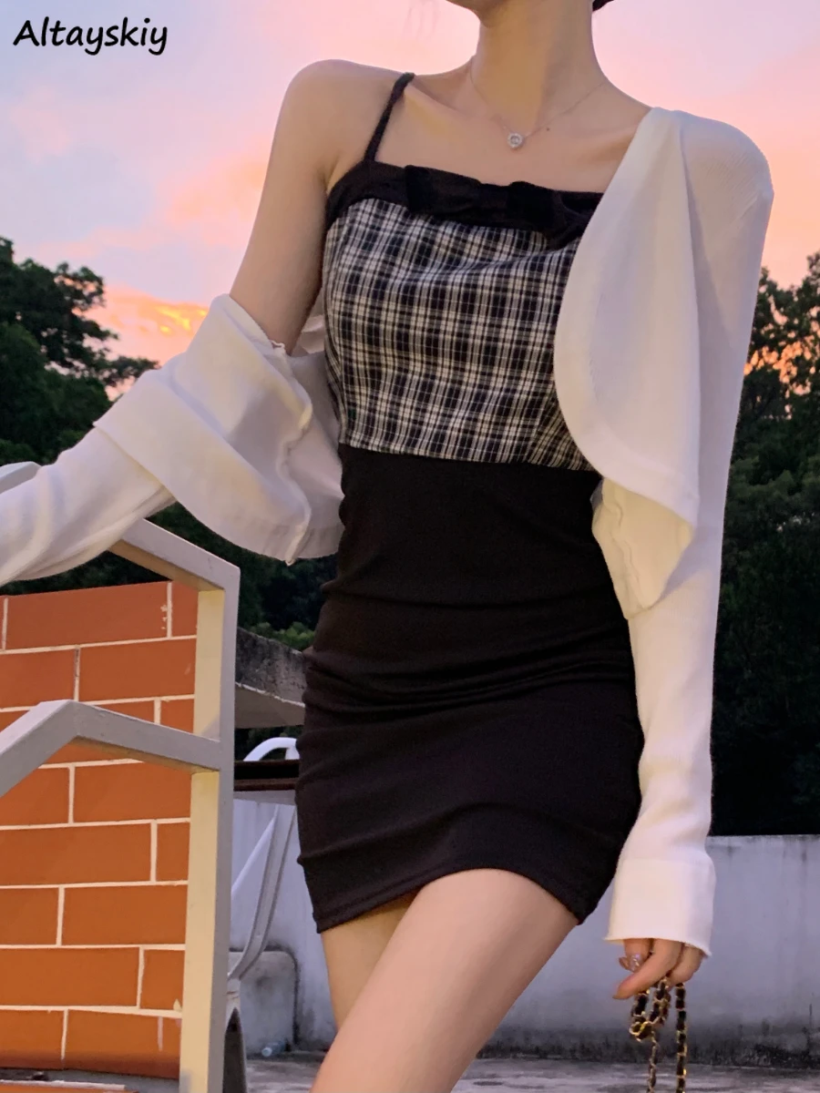 

Sexy Spaghetti Strap Dress Women Minority Temperament Sexy Streetwear Patchwork Summer Fashion Young Slim Casual All-match Femme