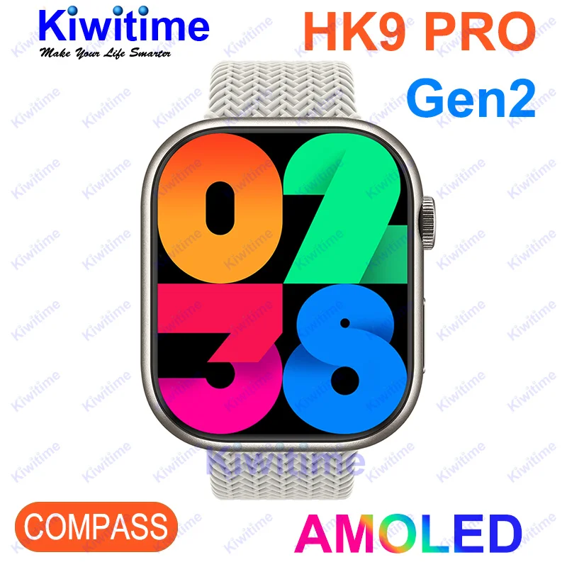 

KIWITIME HK9 Pro Gen2 ChatGPT Smart Watch Series 9 2023 AMOLED Compass Heart Rate Monitor Sport Fitness Smartwatch for Men Women