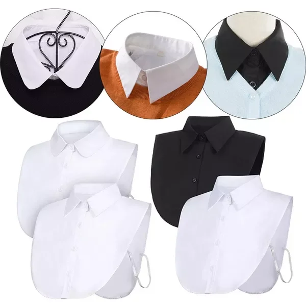 

Белая, черная хлопковая блузка с ложным воротником, съемный воротник рубашки, блузка с ложным воротником с лацканами, топ, женская одежда, ак...