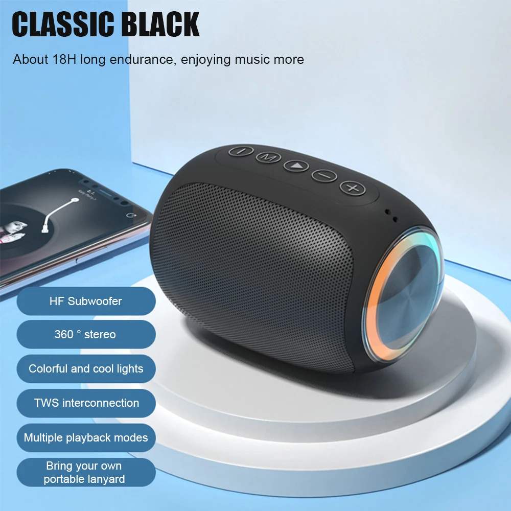 

Portable Speaker Wireless Bluetooth Compatible Subwoofer Outdoor Loudspeaker Stereo Surround Support FM Radio TF Home Theater