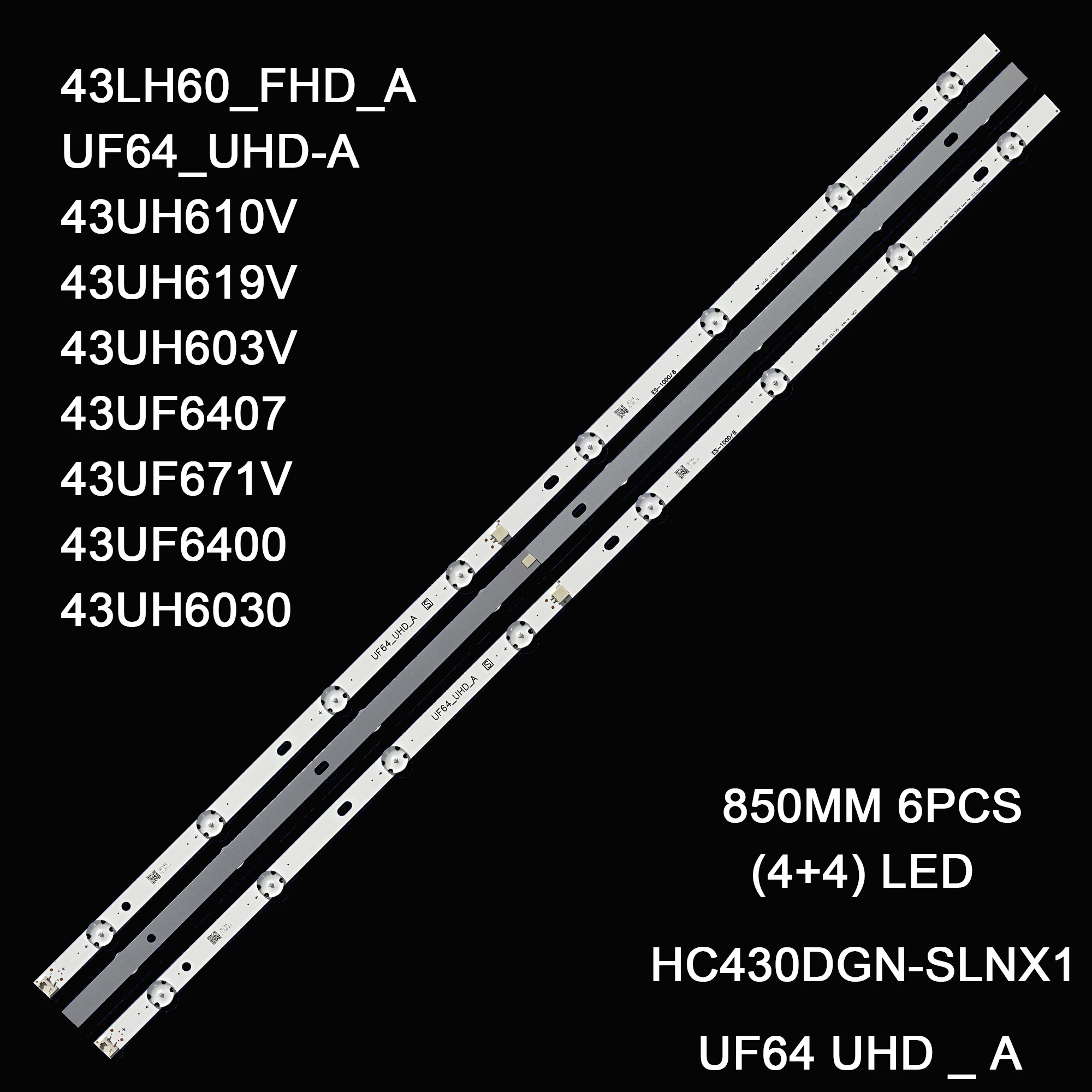 

Светодиодная подсветка для LG 43uh619v 43UH610V 43UH6030 UF64 UHD _ A 43LH5700 43LH60FHD светодиодный 43UF6400 43LG61CH, 3 шт. x 43 дюйма