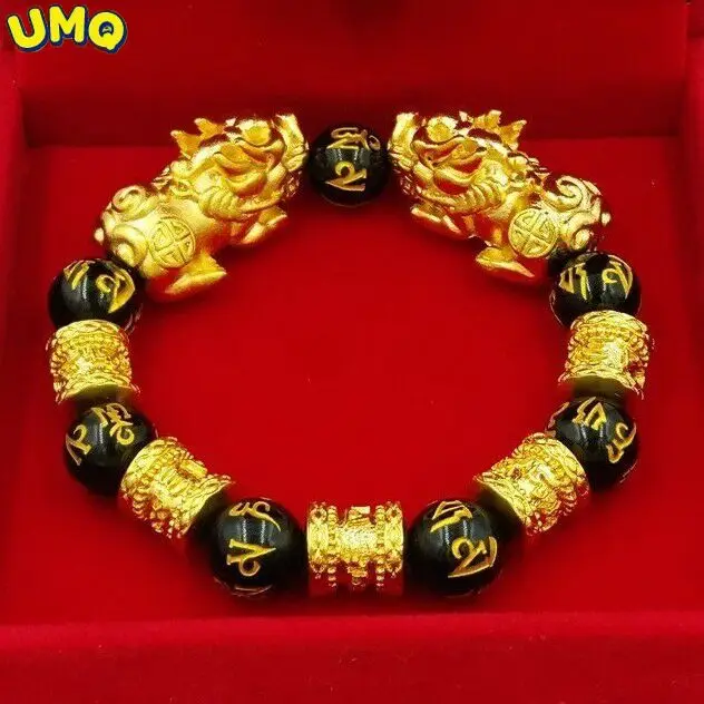 

UMQ Vietnam Shajin Bracelet Men's Women's 3d Obsidian Bracelet Jewelry Gold Will Not Fade for a Long Time