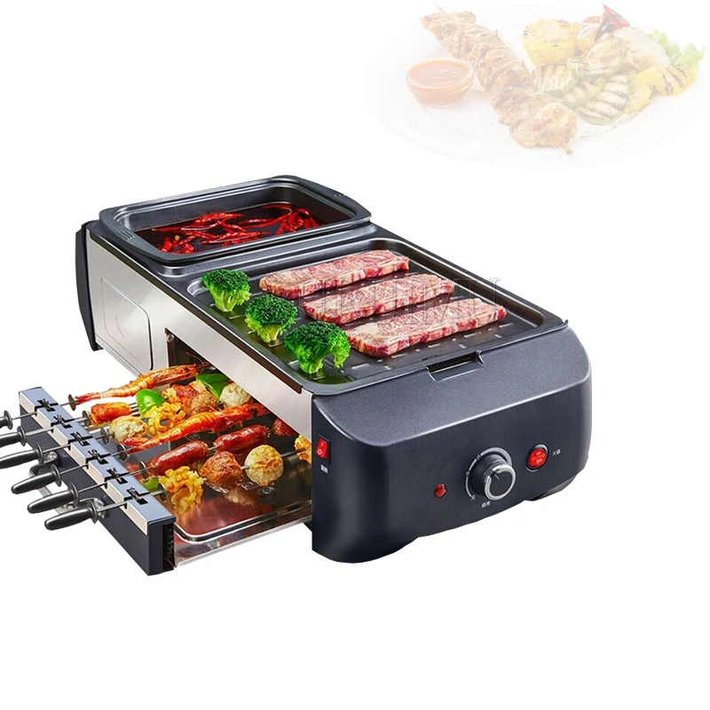 

Korean Multi-function Electric Barbecue Grill Non-stick Mandarin Duck Pot Shabu-roasting Integrated Smokeless Hot Pot