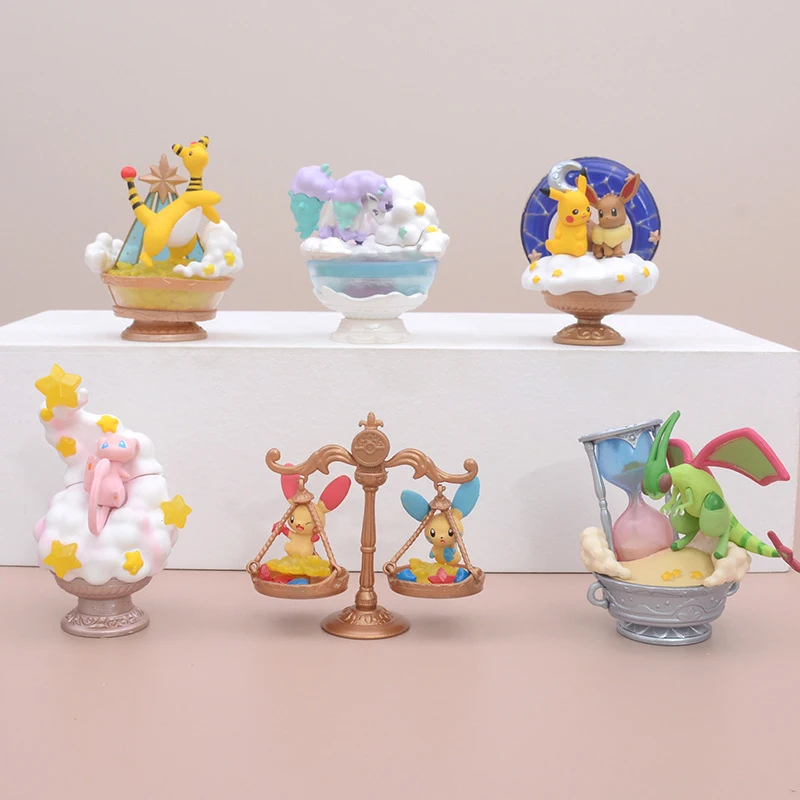 

6Pcs/set Anime Cartoon Starry Sky Elf 2Nd Generation Series Kawaii Pokemon Pikachu Handmade Ornament Decoration Christmas Gift