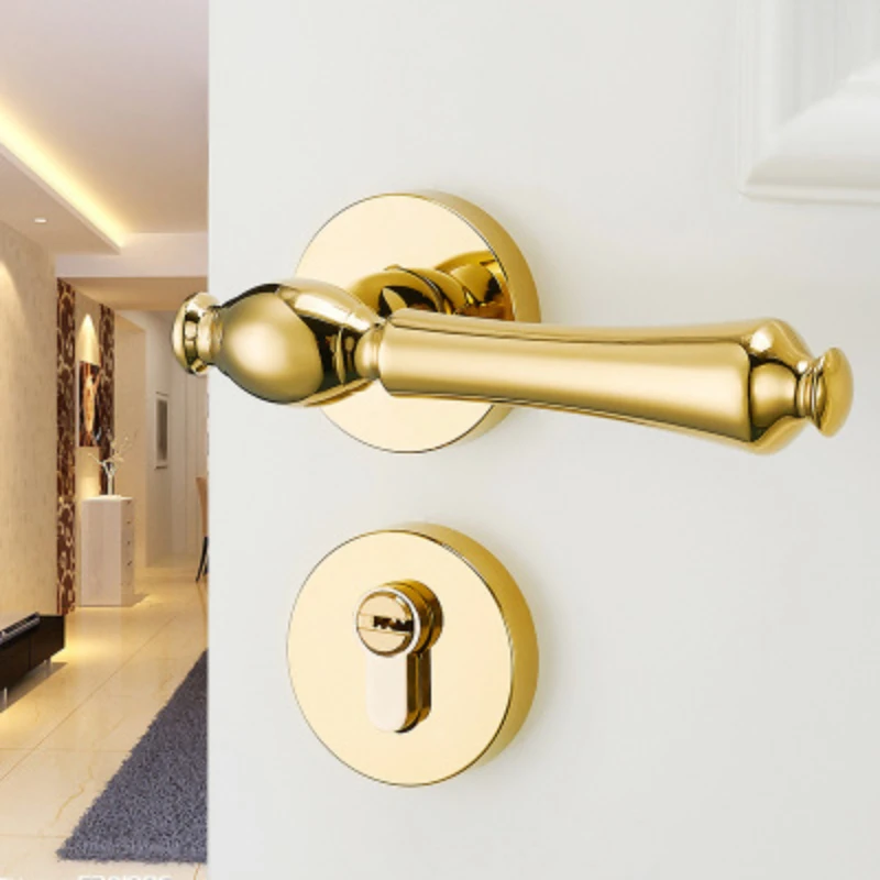 

Pure Copper Core Lock PVD Gold Magnetic Door Locks American-style Door Locks Interior Bedroom Door Handle Lock Handle