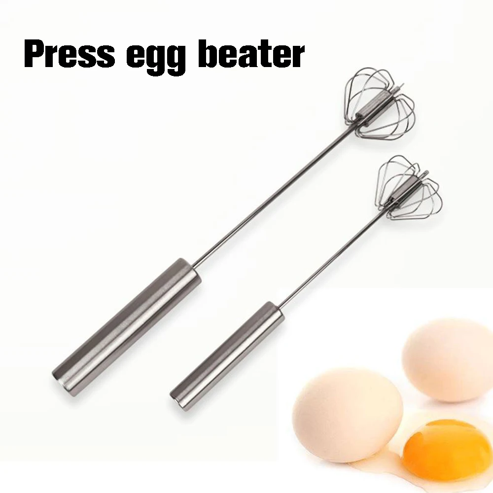

Semi Automatic Egg Beater 304 Stainless Steel Guard Manual Hand Mixer Self Rotating Stirrer Kitchen Accessories Egg Tool