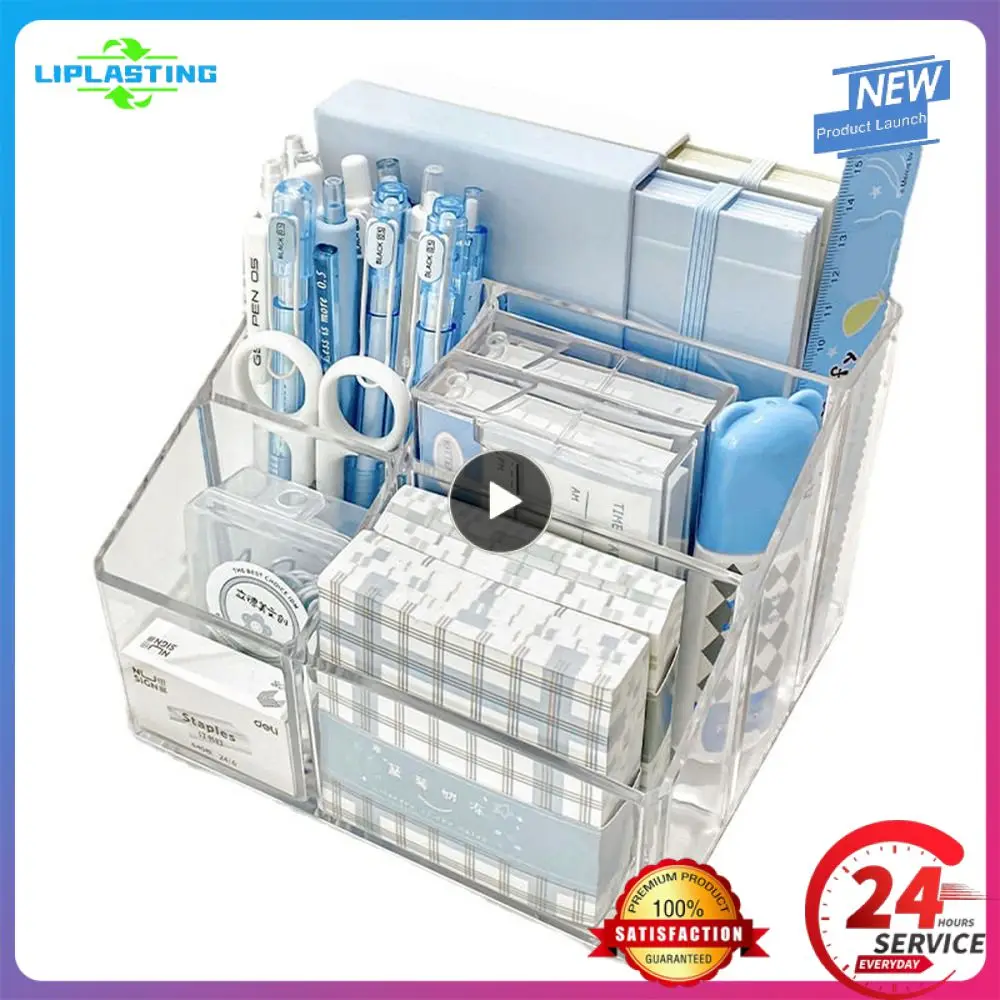 

Pen Holder Multi Grid Desktop Stationery Storage Box Office Desk Ins Acrylic Case Organizer Multifunctional Organizing Box