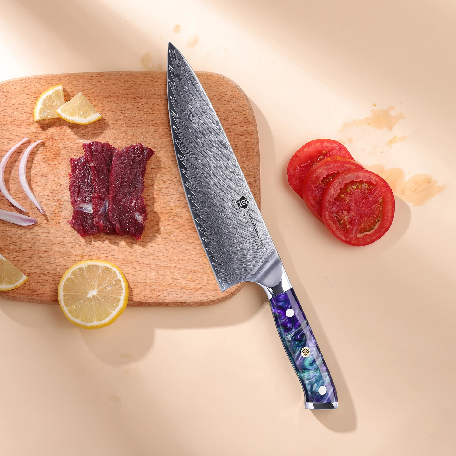 WILDMOK 67-слойные кухонные ножи из дамасской стали VG10 — 8-дюймовый нож шеф-повара с