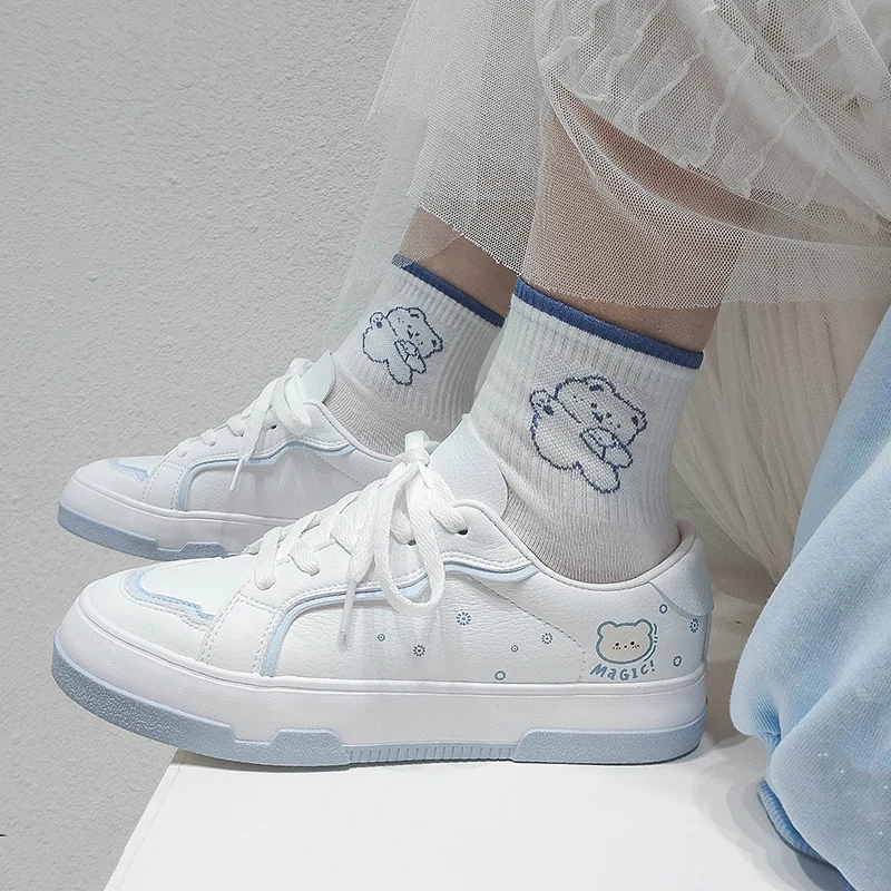 

2022 Women's Sneakers Kawaii Pink Shoes Anime Platform Fashion Casual Flats Harajuku Vulcanized Shoes Female Lolita White Shoes