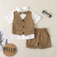 summer kids suits baby boy clothes shirt shorts formal clothing outfit party bow tie children birthday dress boys clothes