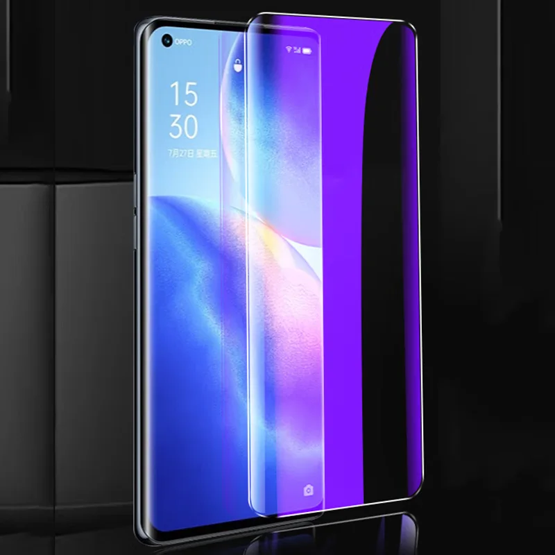 

For Oppo Find X5 X3 X2 X Pro 3D Full Glue UV Liquid Anti Blue UV Tempered Glass Screen Protector for Find X5pro Protective Glass