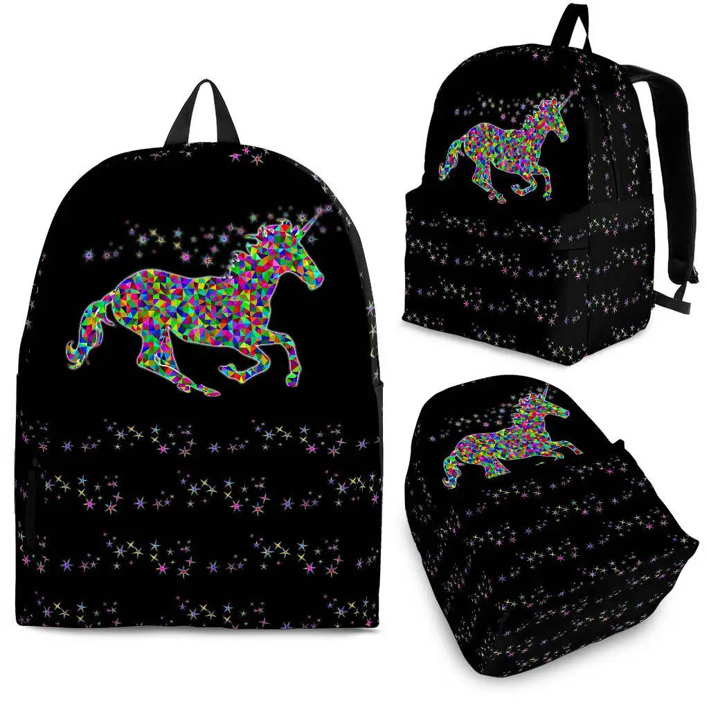 

YIKELUO Abstract Art Unicorn Print College Student Laptop Backpack Comfortable Adjustable Shoulder Straps Student Textbook Bag