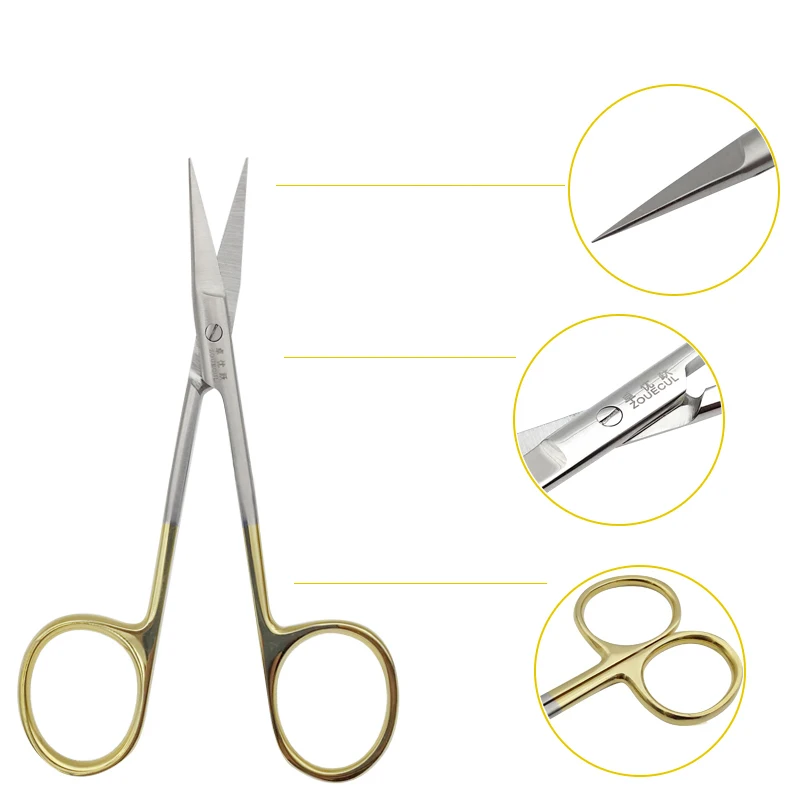 Ножницы с золотистой ручкой из нержавеющей стали хирургические ножницы