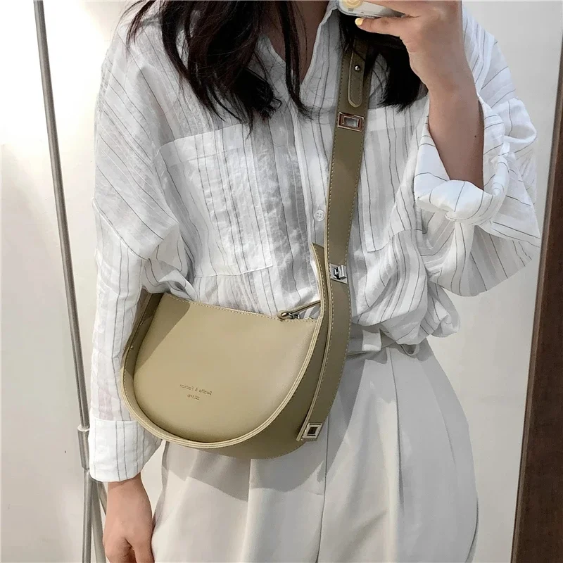 Unistybag Crossbody Bag for Women Fashion Semicircle Saddle Bags Retro Shoulder Bag Female Luxury Bags PU Leather Hand Bags
