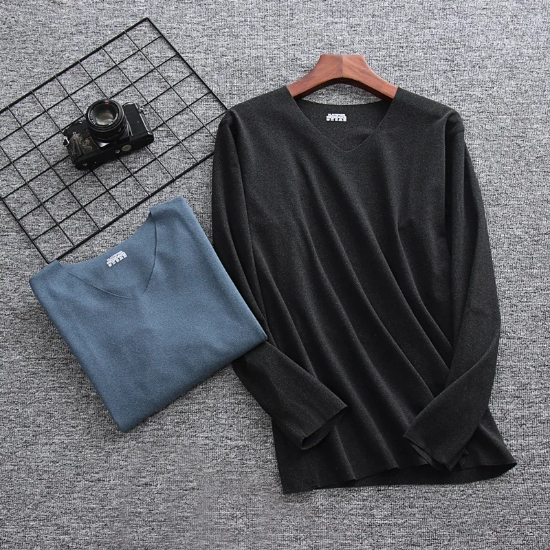 Winter Autumn Thermal Underwear Top Mens Seamless Thicken Keep Warm Underwear V-Neck Thermo Pullover Male Thermal Shirt Clothing