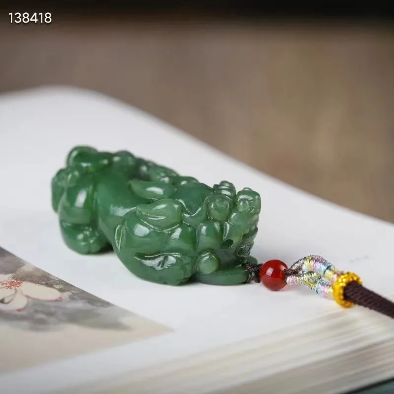 Новинка 100% натуральный голубой зеленый гетянь Нефритовая гравировка кулон