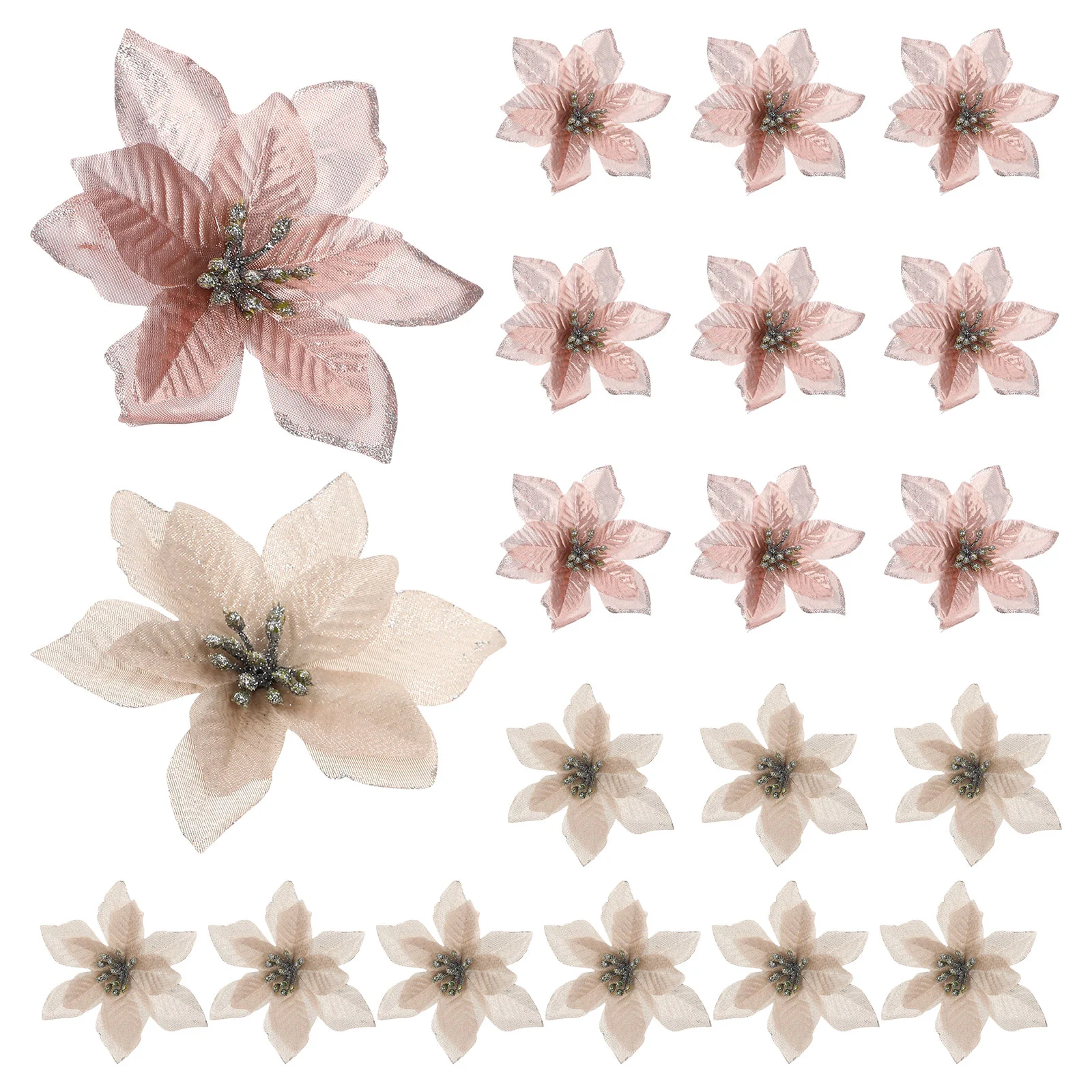 

Christmas Poinsettia Flower Flowers Artificial Glitter Ornaments Wreath Treehollow Stemspicks Ornament Garland Floral Accessory