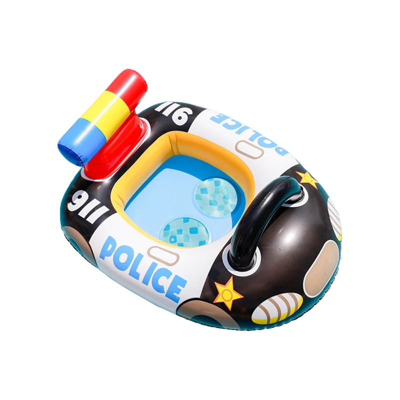 Baby Inflatable Swimming Pool Ring Sitting Floating Children Cartoon Police Car with Seat Lifebuoy |