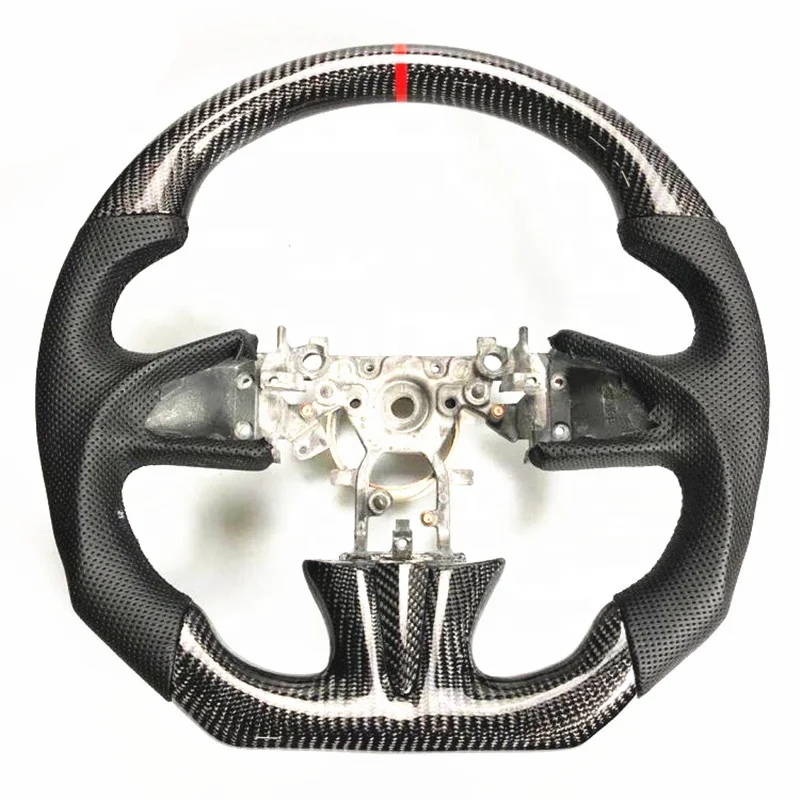 

AUTO RACING CAR CARBON STEERING WHEEL FOR INFINITI Q50 Q60 Q50 Q50L QX50 Q50 RED SPORT LG25 G35 G37 FLAT BOTTOM